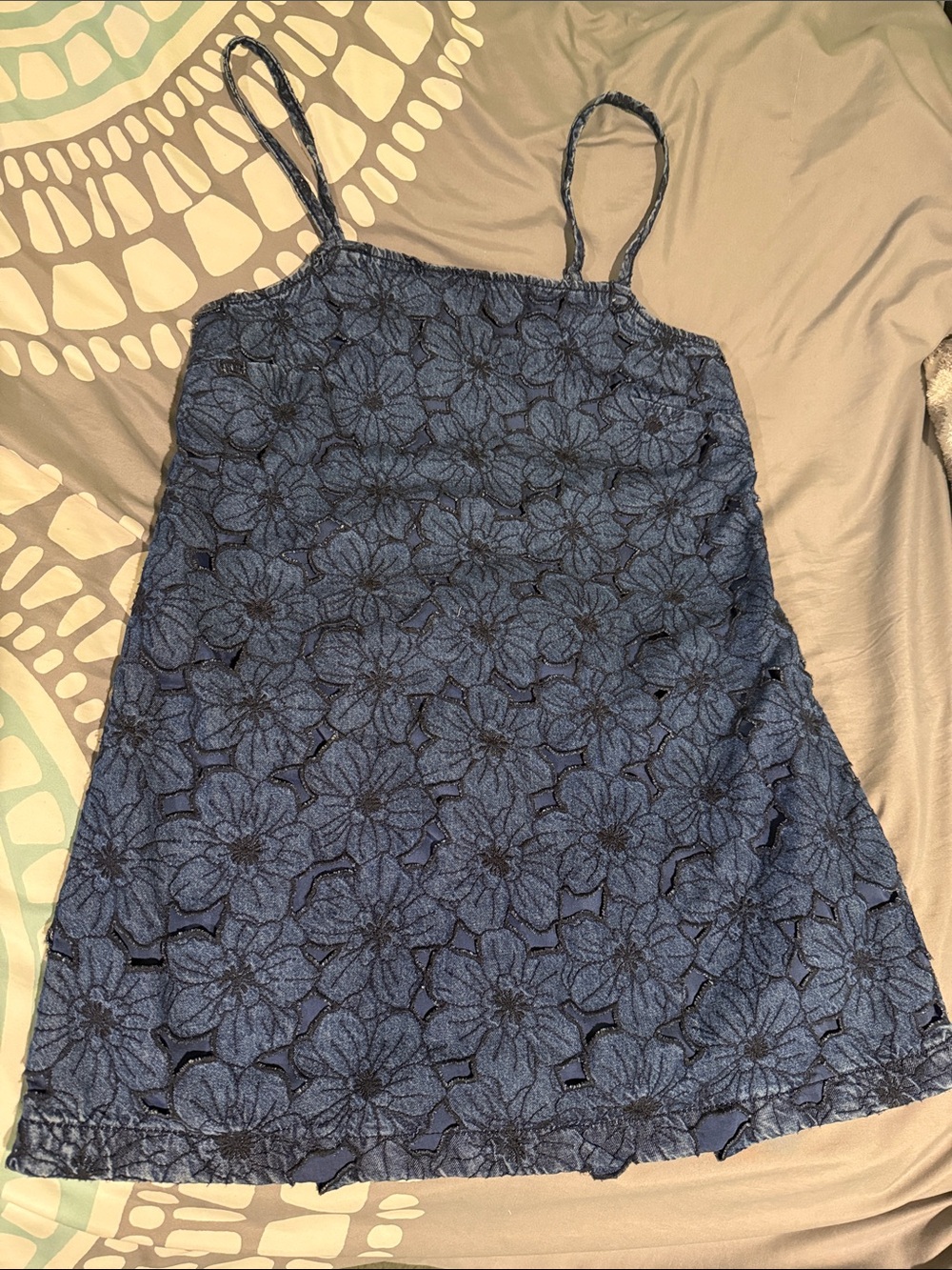 American Eagle Outfitters Navy Blue Floral Lace Cami Dress